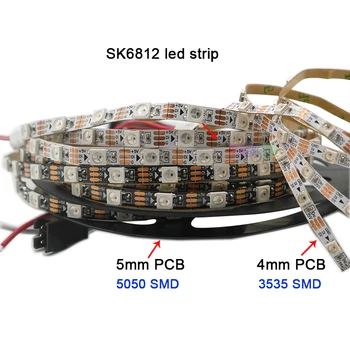 1m 5 4 mm/5 mm/7mm PCB naslovljive SK6812 5050 SMD 3535 fleksibilni RGB LED trakovi 60/144 slikovnih pik/m IP30 led trak brezplačna dostava