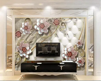 Beibehang 3d ozadje na steni Vrhunsko razkošje rose mehko ovojnico tri-dimenzionalni cvet ozadje steno stensko dekoracijo