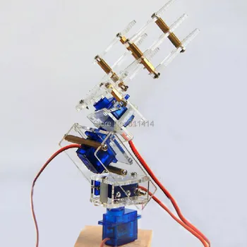 1set Akril 4 DOF Robot Roko 3D-Vrtenje Pralni DIY Avto Roko P0090 Servo DIY Komplet Robot Smart Robot Za RC Model Visoke Kakovosti