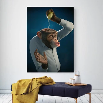 Plakatov in Fotografij Smešno Opica Limone Platno Slikarstvo Gorilla Živali Stenskih slikah, za dnevno Sobo Home Design