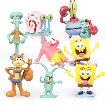8 Kos/Set Animacija Kawaii Gobice Bobi Patrick Star Slika Igrače, Risanke Sponge Bobi Bobi Slika Igrače Za Otroke Božič Darilo