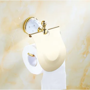 Luksuzni zlati kopalniške opreme z diamantov, zlata konča toaletni papir držalo za brisačo bar polica krtačo imetniki kopel strojne opreme nastavite