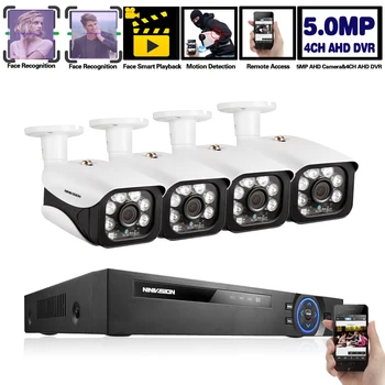 4CH 1080P 5MP AHD DVR Kamera Kit 5.0 MP HD IR Nočno gledanje na Prostem, Video Nadzor, Kamere CCTV Varnostne nastavitve Sistema 2TB HDD