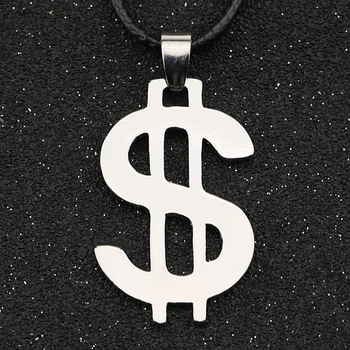 Dolar Ogrlica Denar Ameriški ameriški Dolar Znak, Simbol, Logotip, Srebrne Barve Obesek Nov Modni Nakit iz Nerjavečega Jekla Moških na Debelo