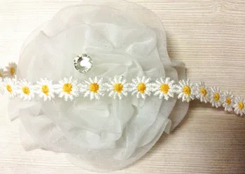 1.2 cm bela in rumena marjetica vodi topen čipke, daisy čipke obrezovanje,mala marjetica cvet čipke,XERY13301