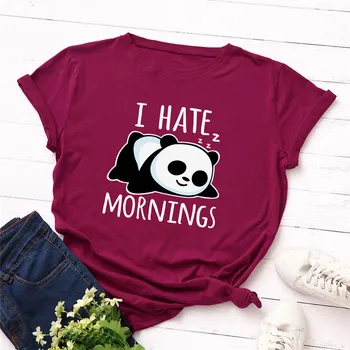 Plus Velikost S-5XL Lep Panda Print Majica s kratkimi rokavi Ženske Majica s kratkimi rokavi Bombaž Ženske Majice O Vratu Kratek Rokav Tees Poletje TShirts Ženski