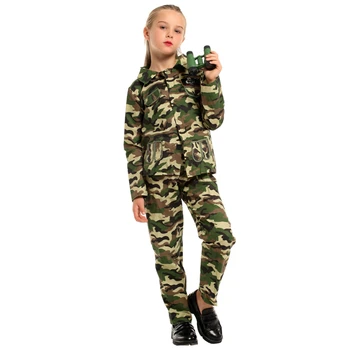 Otroci Otrok Posebne Sile Vojak Kostum za Dekleta Vojske Vojaško Maskirno Poklic Enotno Igra Vlogo Igrajo Fancy Oblačenja