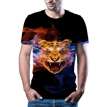 Moška T-shirt 3D tiskanih živali tiger T-shirt kratek rokav smešno oblikovanje priložnostne top majica s kratkimi rokavi moški Halloween T-shirt Azijskih sz 6XL