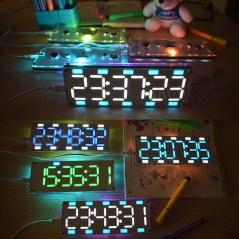 DIY 6 Mestni LED Velik Zaslon Dveh Barvnih Digitalnih Cev Namizno Uro Komplet Touch Control 6 Barv
