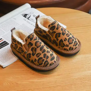 Otrok Antilop Leopard, Snow Škornji Pozimi Toplo Baby Domov Copate Otroci Plus Žamet Škornji Zimski Dekleta Fantje Debel Bombaž Čevlji