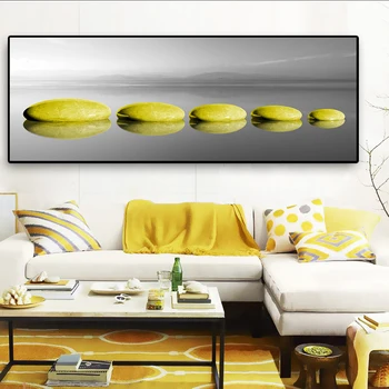 Sodobno Abstraktno Sivo Serije Yellow Stone Umetnosti Platna Slike Wall Art Slik, Dnevna Soba Dekor (Brez Okvirja)