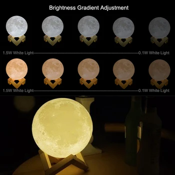 LED Noč Lahka 3D Tiskanja Luna Svetilka, Polnilne, Sprememba Barve 3D Svetlobo Dotik Lune Lučka za Otroke Luči, Nočne Svetilke Za Dom