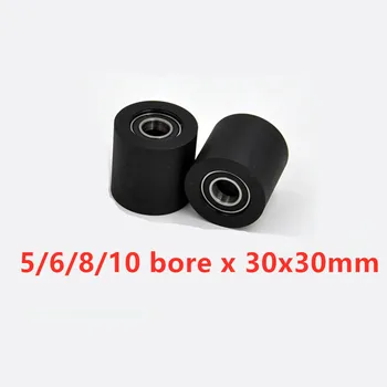 6pcs/veliko Večje poliuretan roller/kolo/jermenice, premera 30 mm,debeline 30 mm z dvojnimi Ležaji izvrtino 5/ 6/8/10 mm
