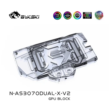 Bykski N-AS3070DUAL-X-V2,3070 GPU Vodni Hladilni Blok Za ASUS RTX3070 DUA Grafična Kartica,VGA Tekočinsko Hlajenje Hladilnik 12V/5V ARGB
