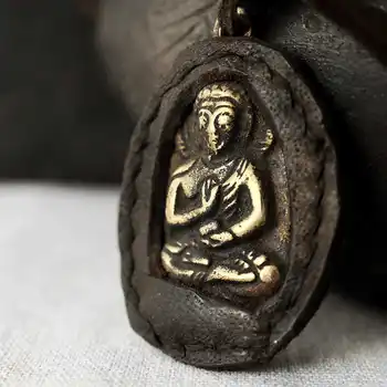 Tibera Medenina Zlati Buda Amulet Obeski Tibera Pasu Oznako Manjusri Buda TBP137