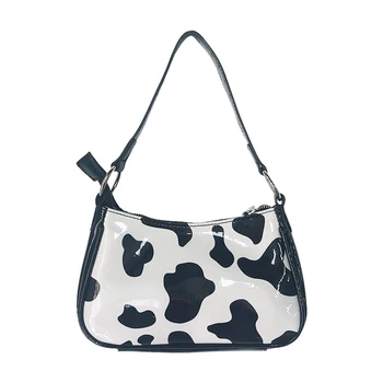 Moda krava vzorec ženske torbice oblikovalec ramo torbe, luksuzni lakasto pu usnje messenger bag lady majhne torbice ženski totes