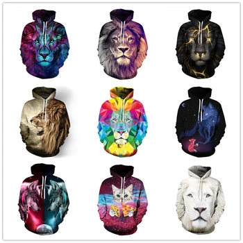 Moške nove živali-print hoodie 3d lev glavo hoodie za jesen 2020 blagovne znamke hoodie moda trenirko ulica plašč s kapuco za teen moški