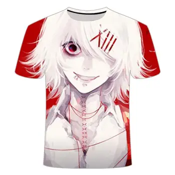 Zabavne majice Tokyo Ghoul majica s kratkimi rokavi Moški Krvi Tshirts Priložnostne Harajuku Shirt Tiskanje Japonske Anime Obleko Cosplay Tshirt Natisnjeni vrhovi