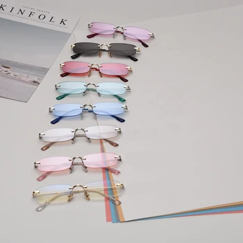 Peekaboo retro rimless sončna očala kvadratnih moških niansirane barve mala sončna očala za ženske do leta 2020 uv400 poletje darilo kovinski dropship