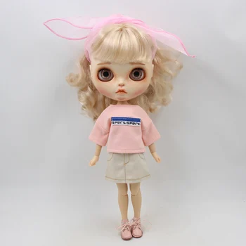 Obleko za Blyth 1/6 Lutka oversize roza srajco in krilo z hairband torbici colthes ljubko dekle LEDENO Licca Skupni organ za darilo