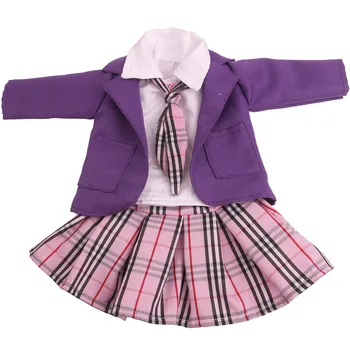 18 inch Dekleta lutka obleko Vijolične šolsko uniformo krilo obleko 3 kos Ameriški novo rojen obleko Otroške igrače fit 43 cm lutke otroka c791