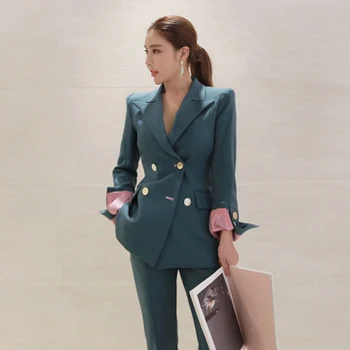 Nova jesenska moda za ženske visoke kakovosti temperament obleko in modne trdna slim hlače za delo slog elegantno letnik urad sopihanje obleko