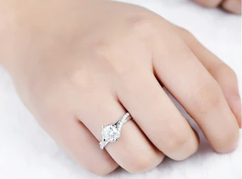Brezplačno Poslali Potrdilo Srebro 925 Obroč Luksuzni Krog Lab Diamant Udejstvovanje Obroči Za Ženske Poročni Prstan Srebro 925 Nakit Darilo