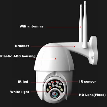V380 APP 1080P Wifi Brezžični PTZ IP Fotoaparat 2.0 MP Speed Dome Kamere na Prostem, dvosmerni Audio Neprepustna za CCTV Varnost Doma Cam