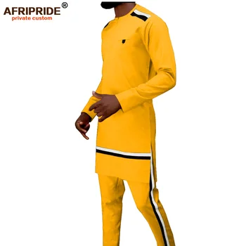 2019, za Moške Trenirko Afriške Dashiki Coats Majice+ Ankara Hlače 2 Delni Set Dolg Rokav Bluzo Vrhovi Outwear AFRIPRIDE A1916037