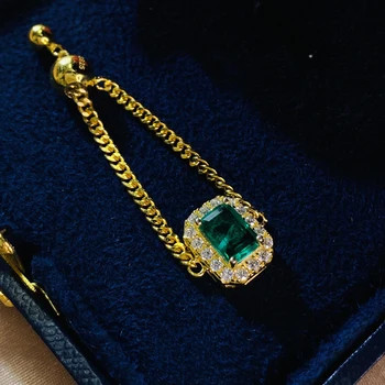 OEVAS 925 Sterling Srebro Sintetičnih Smaragdno Prst Obroči Za Ženske Zlata Barva Peneče Visoko vsebnostjo Ogljika Diamond Fine Nakit