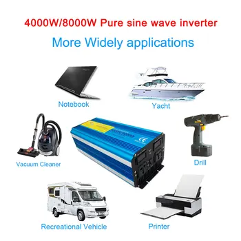RV Inverter4000w/8000W Pure Sine Wave Power DC 12V/24V-AC 220V Z Dvojno LED Zaslon 3.1 USB Za klimatska Naprava/Hladilnik