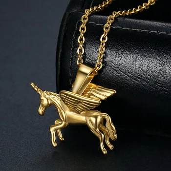 Moda osebnost pribor Samorog Evropskih ustvarjalnih preprostost Pegasus obesek clavicle verige titana jekla 18K zlato