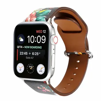 Pomladni Cvet Pravega Usnja Watch Band Za Apple Gledati Serije 4/5 40 mm 44 Zapestnica trak za iwatch Serije 1/2/3 38 mm 42mm