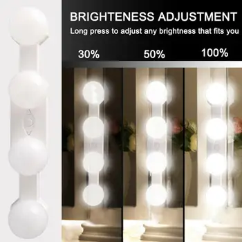 4 Žarnice Hollywood Style Ogledalo Ličila Svetlobe Zatemniti LED Nečimrnosti Ogledalo Lučka Kit Objektiv Smerniki Oblači Lučka Prilagodljivih Luči