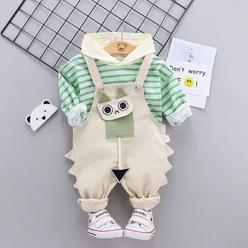 Pomlad novorojenčka Fant Obleke obleko določa Prugasta Pulover, Jakna + Kombinezon obleka za malčke Baby Fantje, Oblačila za Šport določa