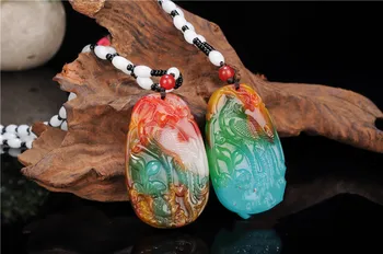 Naravne Barve Hetian Jade Kamen Phoenix Obesek Kitajski Jadeit Nakit Modni Čar Reiki Amulet Ročno Izrezljane Darila za Ženske