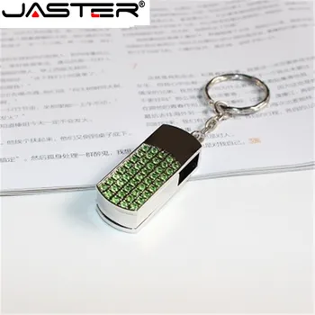 JASTER pen drive kovinski keychain 32gb 64GB 8gb 16gb 4gb Kovinskih kristalov vrtenja usb flash drive pendrive nepremočljiva usb ključek Vroče