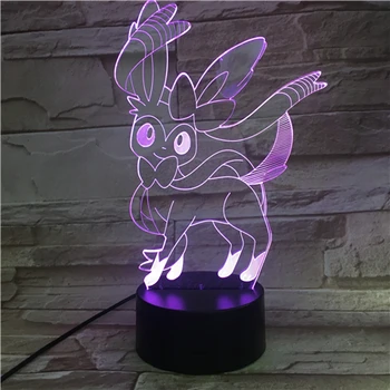 Pokemon Eevee 3D Led Night Light Color Spreminjanje Akcijskih slika Model Igrače Anime Pokemon Sylveon Umbreon Espeon Figur Igrača Darilo