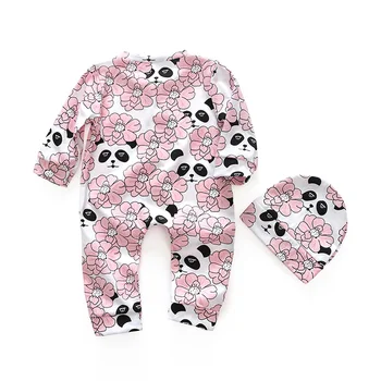 Otroške igralne obleke Telo obleke Kritje Novorojenčka fantje dekleta en kos Oblačila Srčkan panda natisnjeni baby sleepsuits bebe oblačila