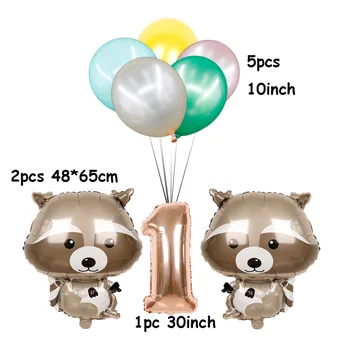1 nastavite Gozd Gozd Temo Srčkan Živali, Baloni Rakun Fox panda Happy Birthday Party Okraski Otroci Korist Baby Tuš
