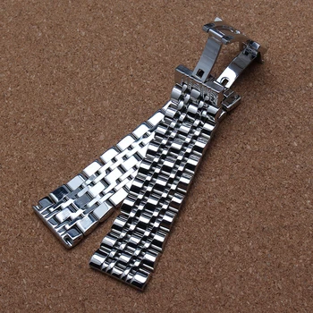 Visoka kakovost watchband srebrna kovinski, iz nerjavnega jekla jermenčki za zapestnico polirani 7 kroglice 14 mm 16 mm 18 mm 20 mm 22 mm za moške ure