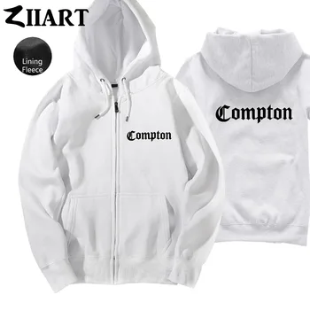 Compton Gotske pisave Hip Hop Rap Nekaj Oblačil Dekleta Ženska Polno Zip Hooded Runo Plašč, Jakne Jeseni, Pozimi ZIIART