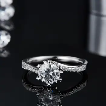 GEM JE BALET 925 Sterling Srebrni Prstan 1Ct VVS1 Moissanite Diamant Udejstvovanje Obroči Snežinka Obroč Za Ženske Poročni Nakit