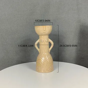 Nordijska Ins Doma Dekor Keramika Vaza za Rože Človeški Obraz Oblika Dekoracijo Doma Vaza Luksuzni Pot, za Posušen Cvet Bela Vaza