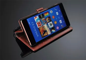 Premium Denarnica Usnjena torbica Za Sony Xperia 5 10 Z1 Z2 Z3 Z4 Z5 Premium XA1 XZ XZ1 XZ2 XA2 C3 S39H Compact Ultra Plus Flip Primeru