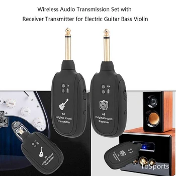 Brezžični Kitara Sistem 4 Kanali USB Audio Prenos Nastavitev S Sprejemnik Oddajnik Električno Kitaro, Bas, Violina Dodatki