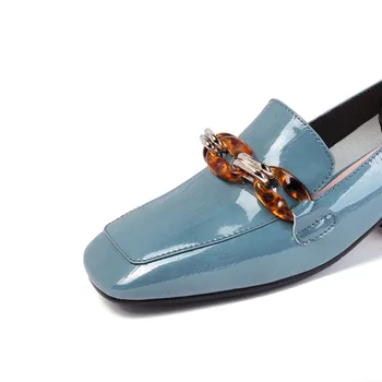MORAZORA 2020 Novo blagovno Znamko pomlad poletje ženske črpalke moda kvadratni toe črna modra priložnostne čevlji pravega usnja ženske čevlje
