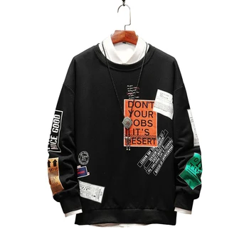 LIFENWENNA korejski Harajuku Moških Swearshirts Hip Hop Oversize Človek Hoodies 2019 Jeseni Bombaž Toplo Black Sweatshirts