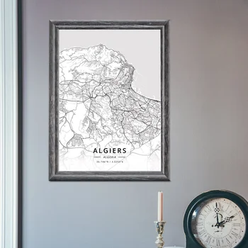 Alžir Alžirija Zemljevid Plakat