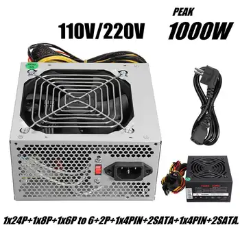 Max, 1000W za Napajanje PSU PFC Silent Fan 24pin ATX 12V PC Računalnik SATA Gaming PC Napajanje Za Intel AMD Računalnik